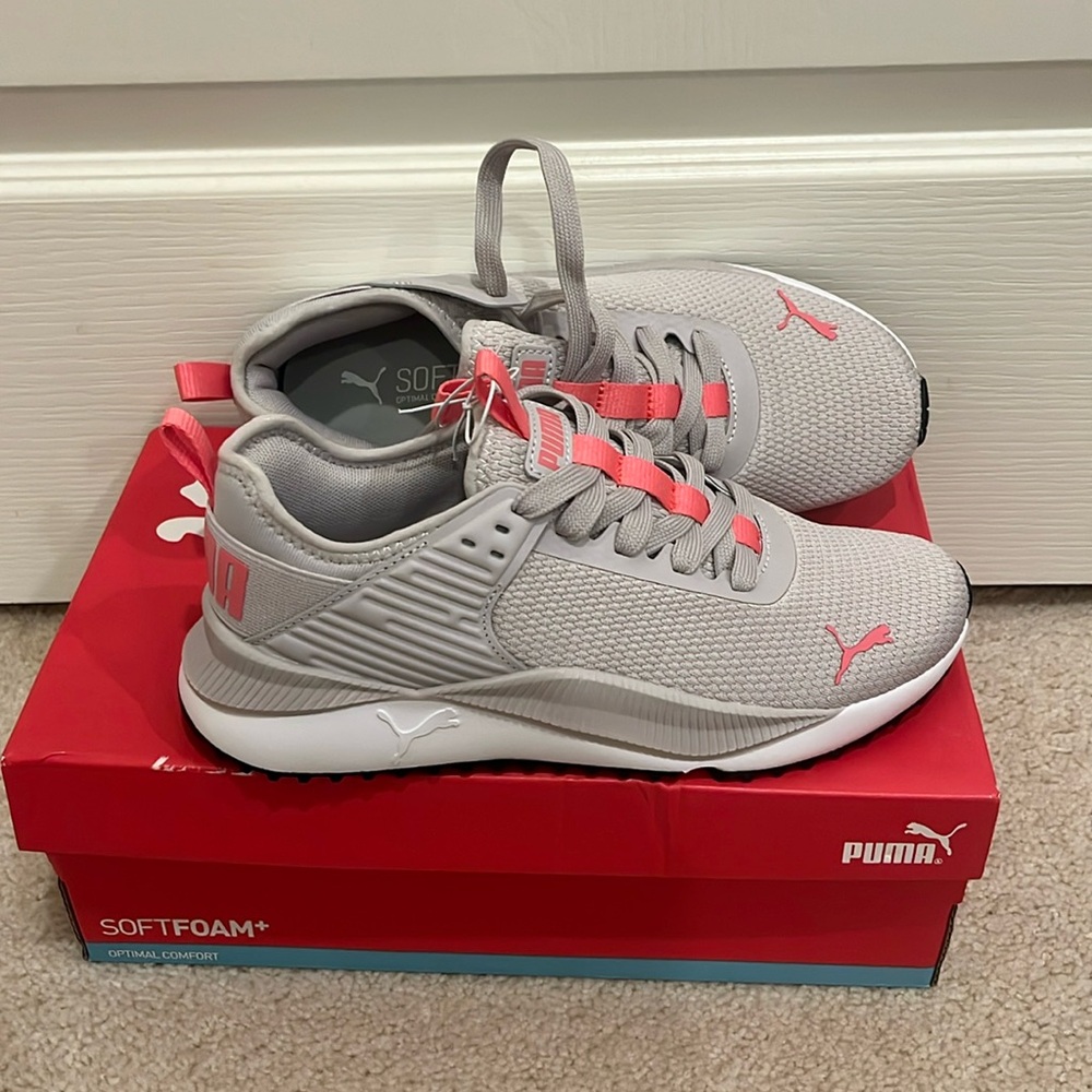 Puma SoftFoam Gray and Pink Athletic Shoes